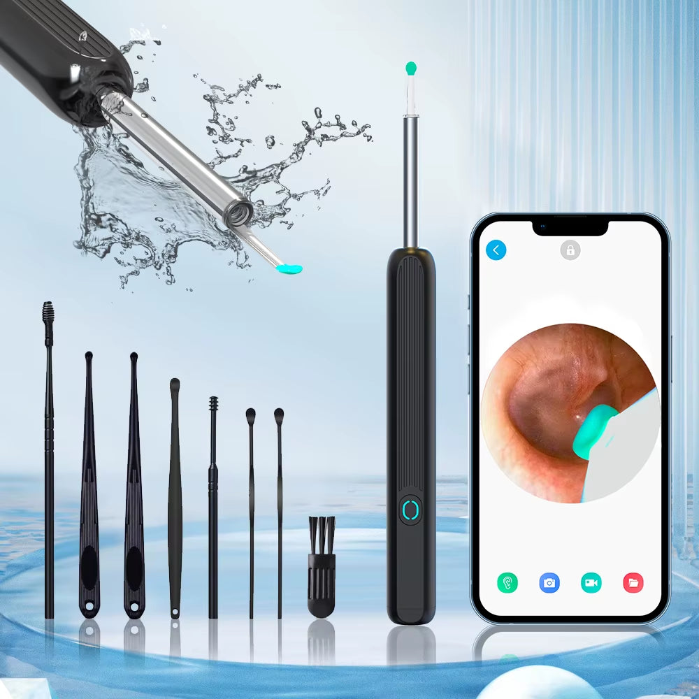 Earwax Removal Tool High Precision Ear Cleaner with Camera LED Light Otoscope with 8 Pcs Ear Set Endoscope for Iphone Best Gift